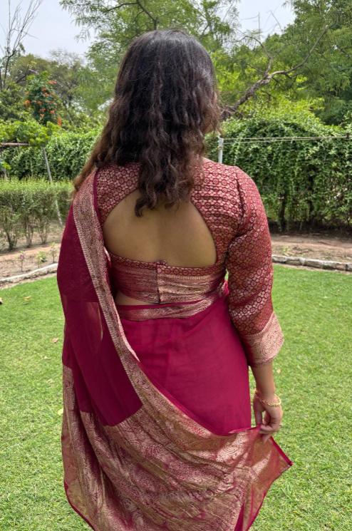 Taniya Banarsi Crepe Saree - Image 2