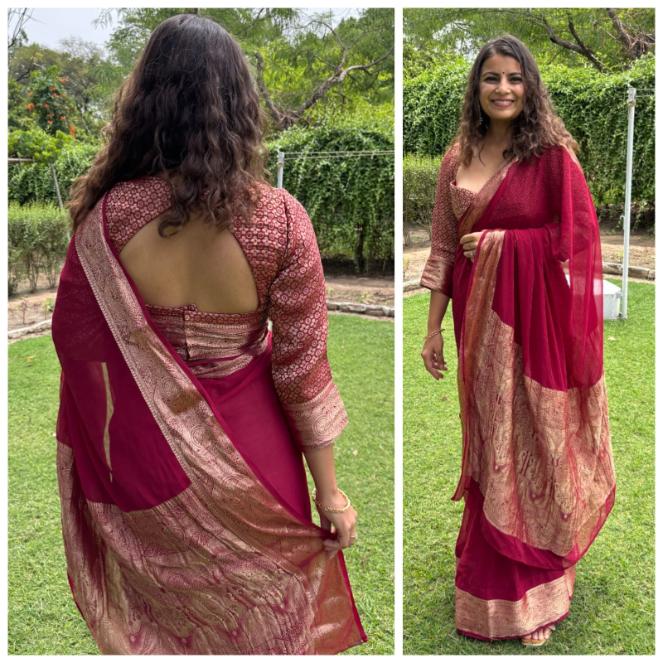 Taniya Banarsi Crepe Saree - Image 4