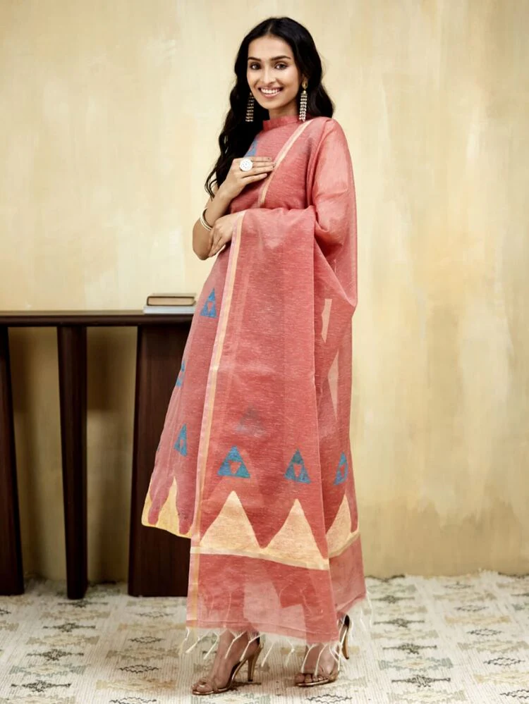 Berry Block Printed Stitched Suit - Image 5