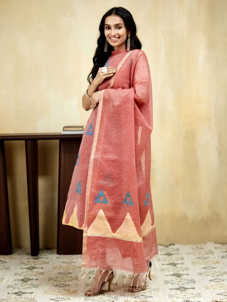 Berry Block Printed Stitched Suit - Image 7