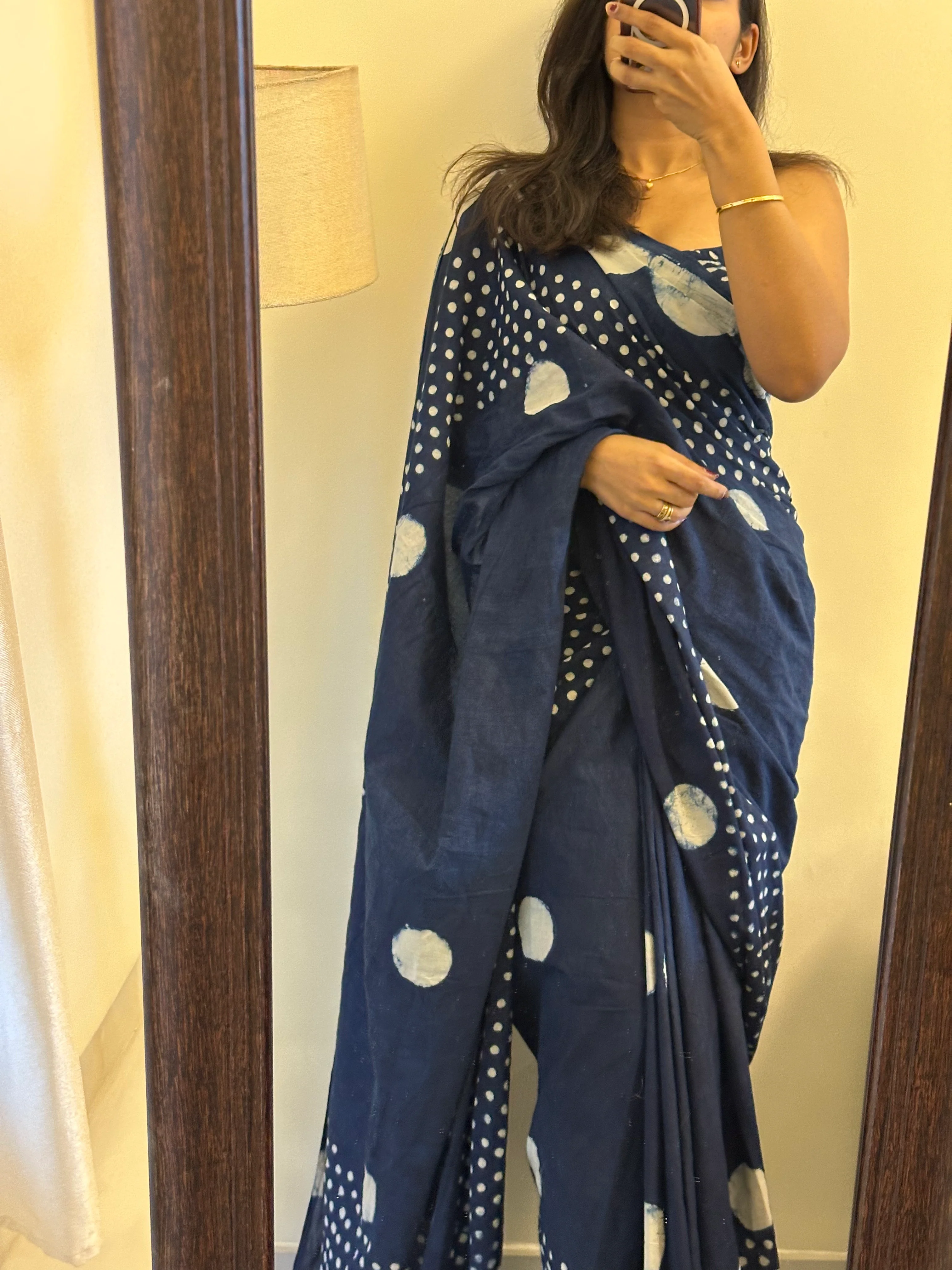 Blue Indigo Cotton Saree - Image 5
