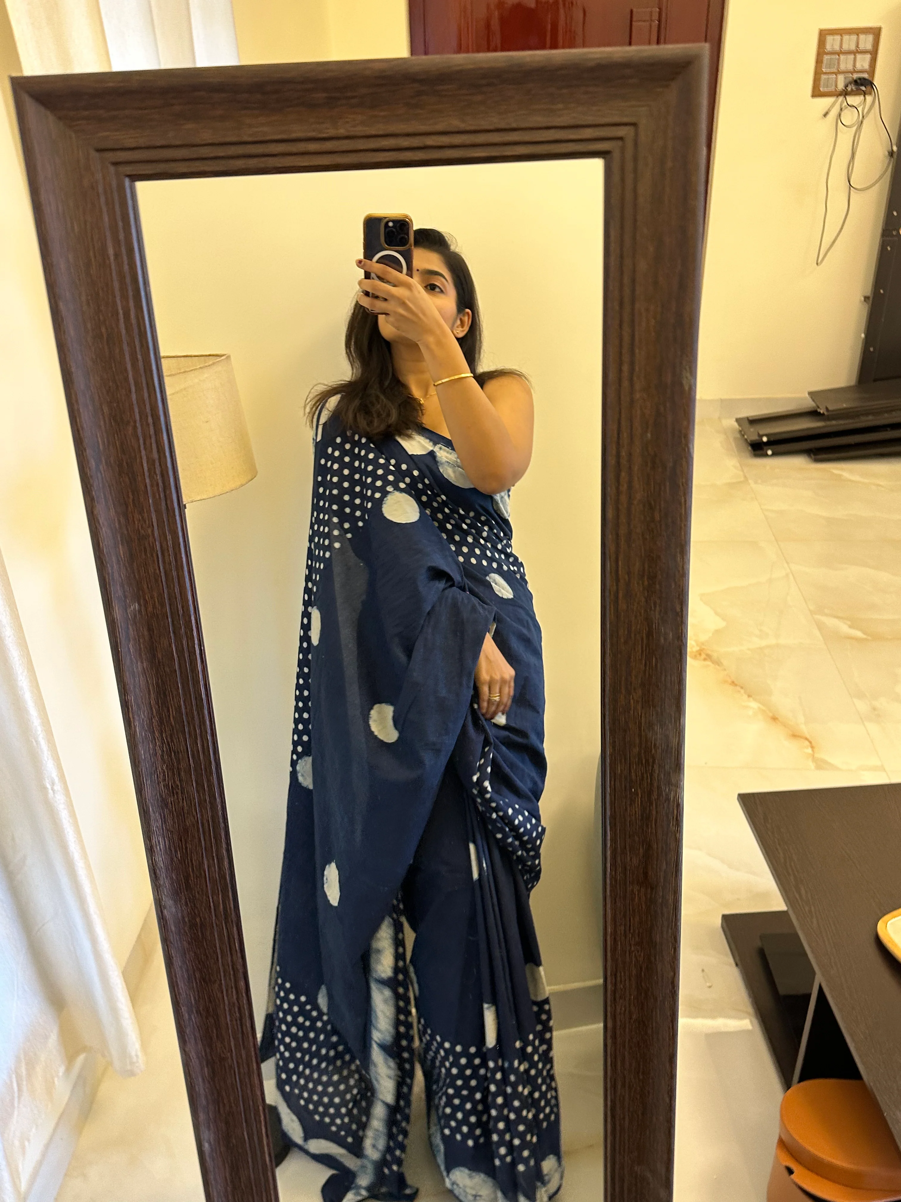 Blue Indigo Cotton Saree - Image 7