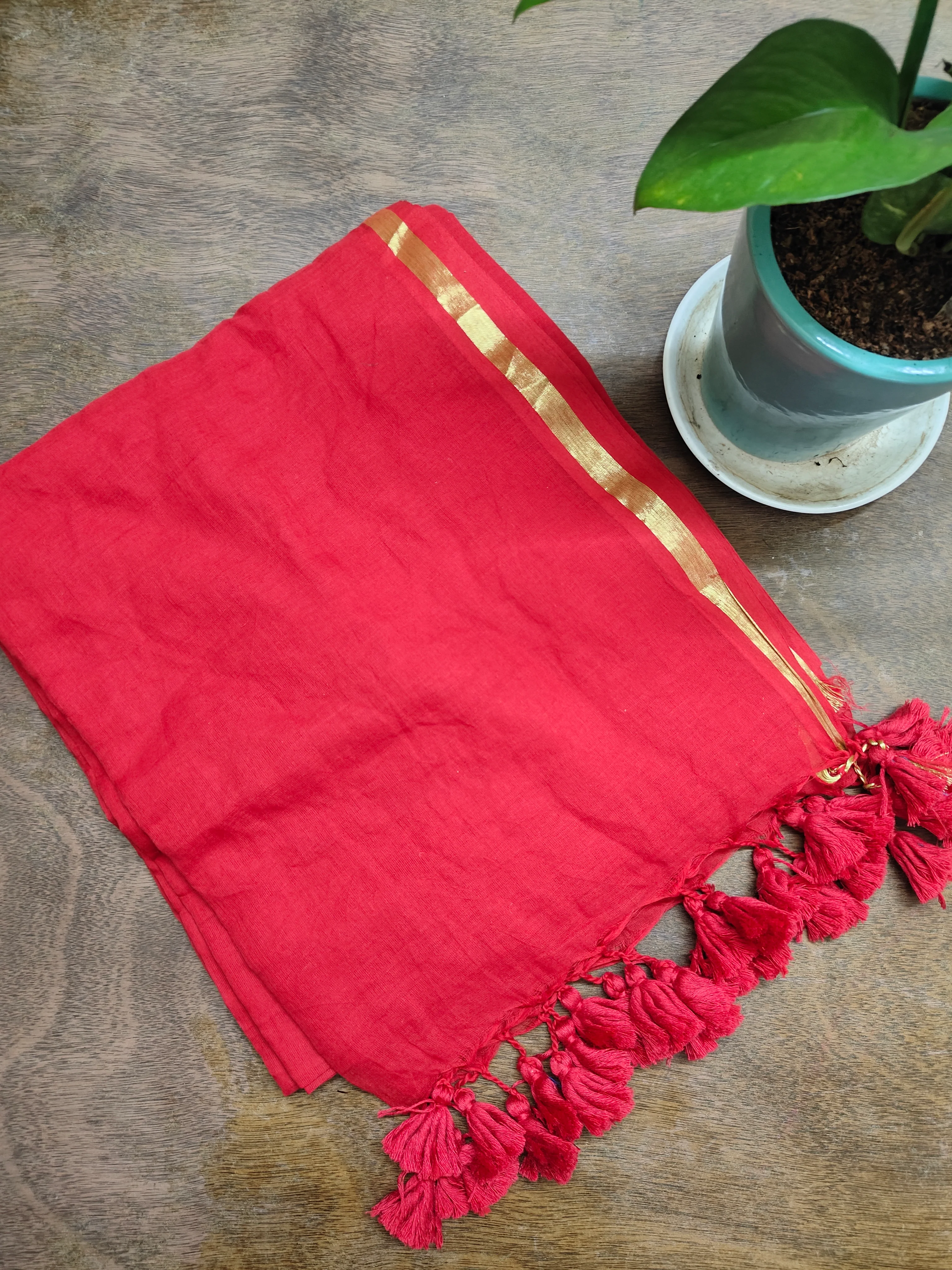 Fierce Red Love Muk Saree