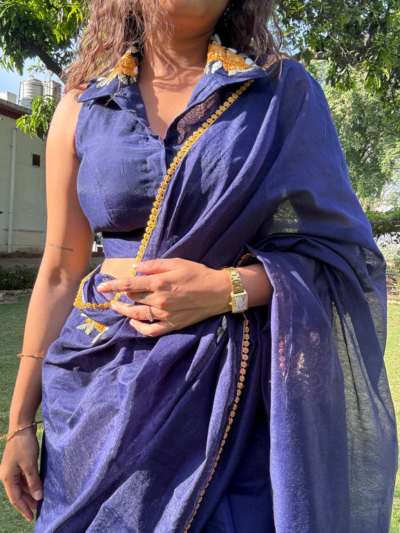 Floral Yellow Mystery Kota Saree - Image 4