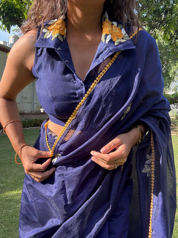 Floral Yellow Mystery Kota Saree - Image 6