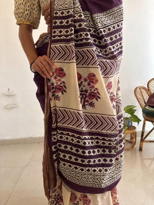 Grape Cotton Saree - Image 4
