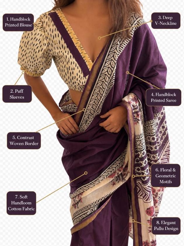 Grape Cotton Saree - Image 7