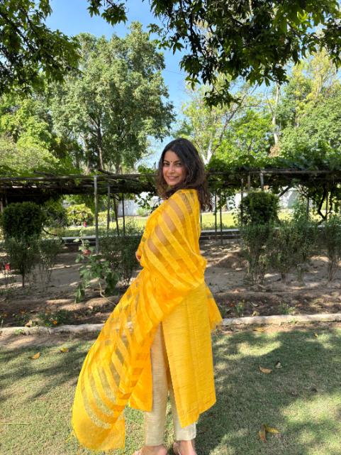 Manya Yellow Stitched Suit - Image 3