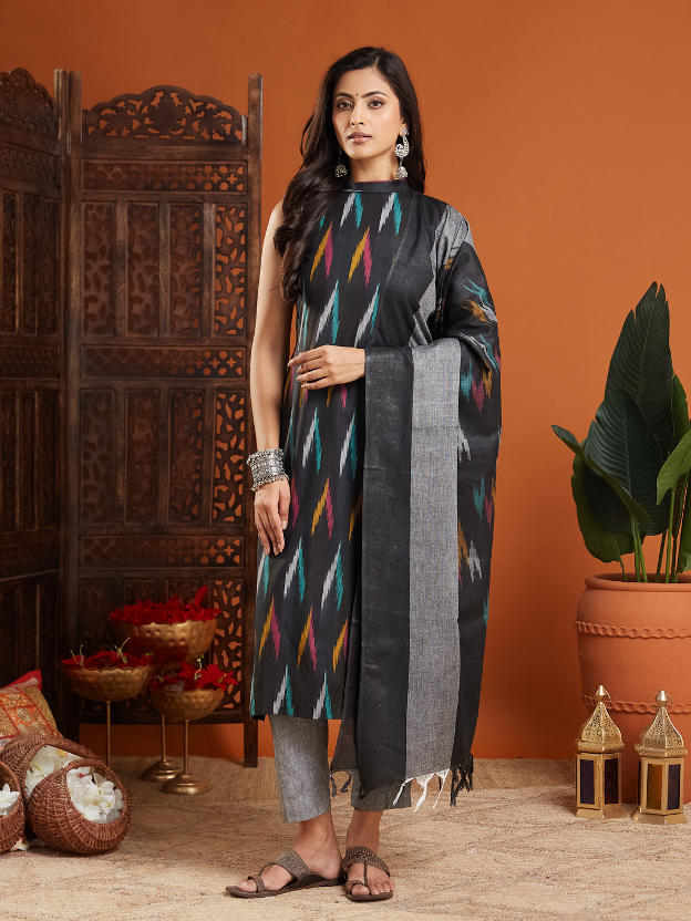 Naisha Cotton Ikkat Best Seller Suit - Image 11