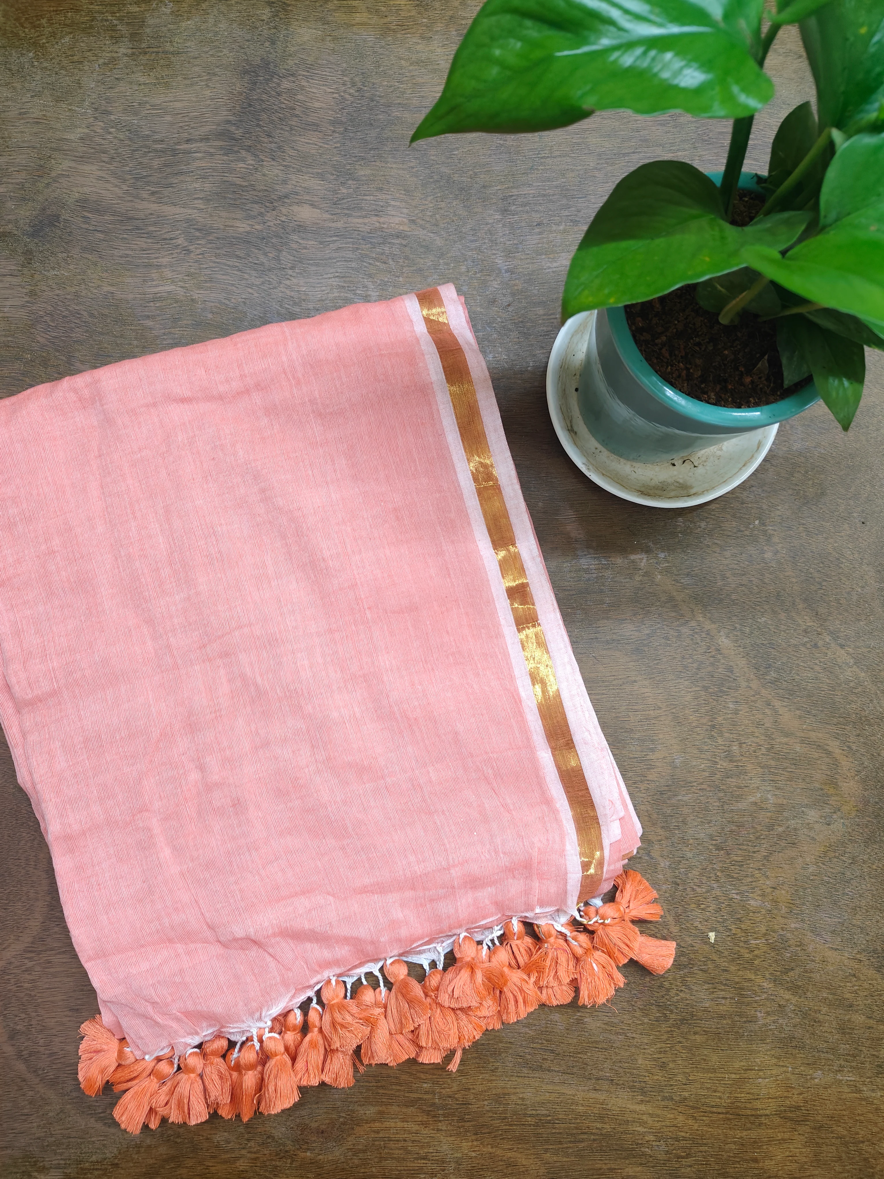Peach Love Mul Saree - Image 2