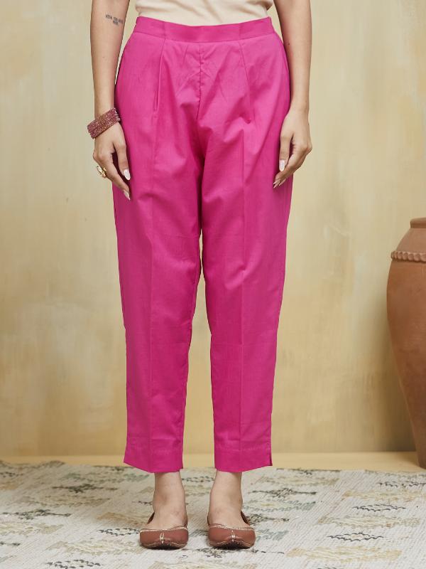 Pink Champagne Hand Painted Cotton Stitched Suit Set - Image 12