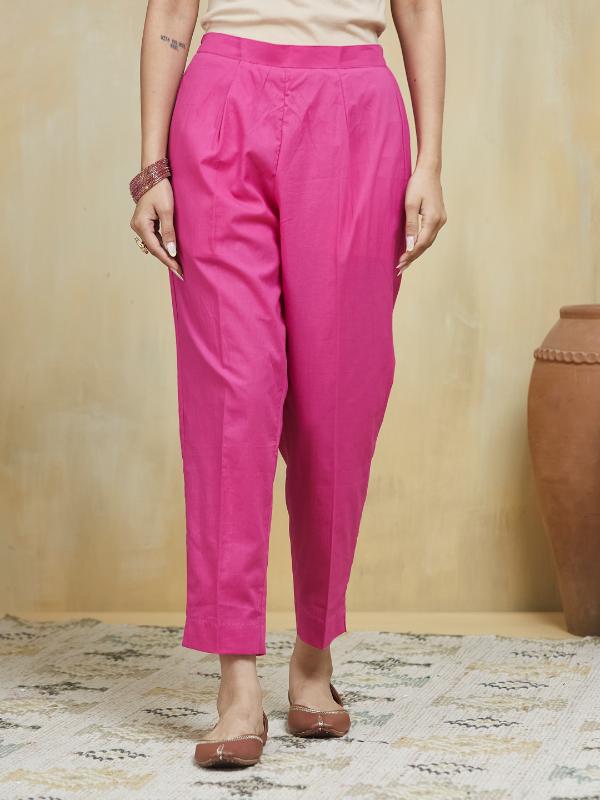 Pink Champagne Hand Painted Cotton Stitched Suit Set - Image 13
