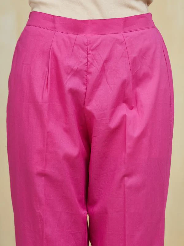 Pink Champagne Hand Painted Cotton Stitched Suit Set - Image 15