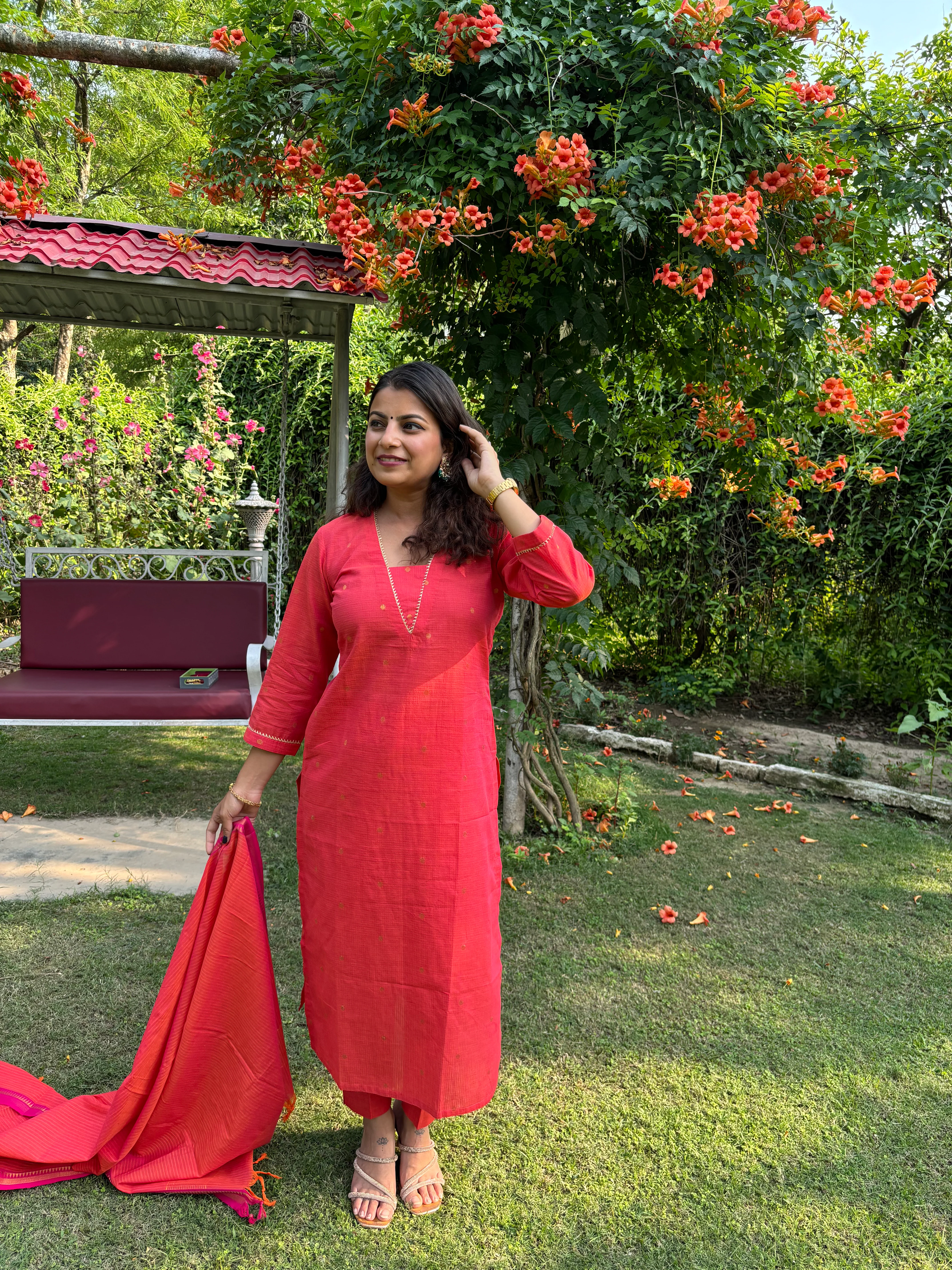 Red Love Cotton Suit - Image 4