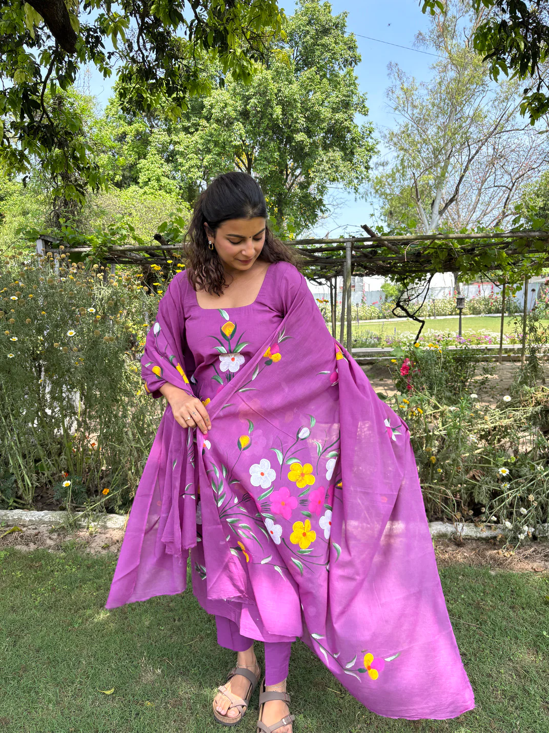 Rashmika Hand Painted Unstitched Suit Set - Image 3