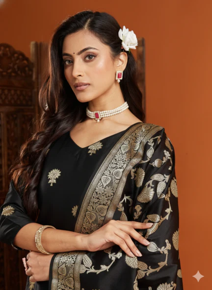 Sravyaa Banarsi Silk Unstitched Suit - Image 5