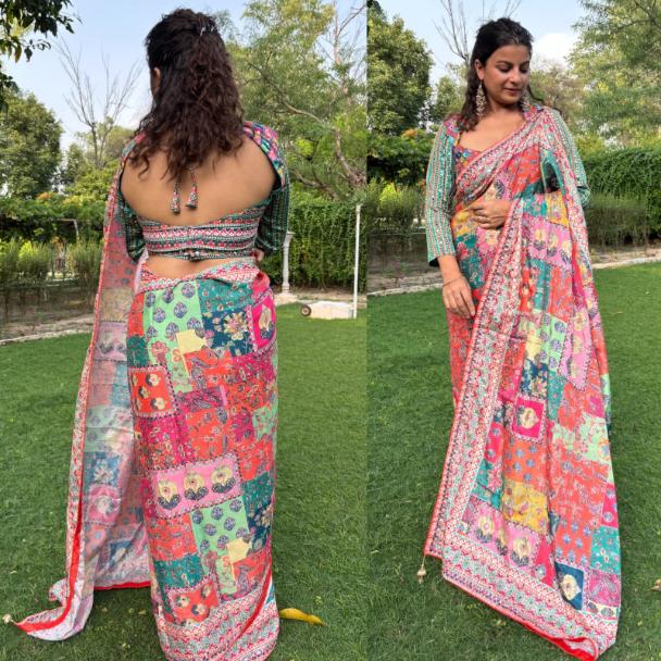 Starlit Designer Crepe Saree - Image 3